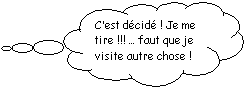 Pensées: C’est décidé ! Je me tire !!! … faut que je visite autre chose !